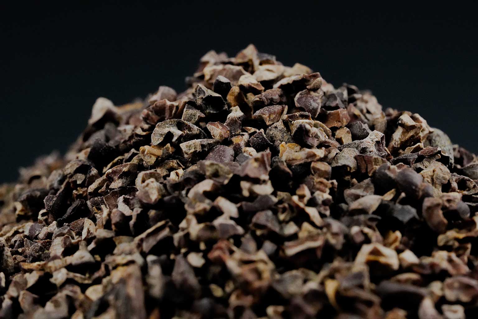 Mayan Gold Kakaonibs Makroaufnahme