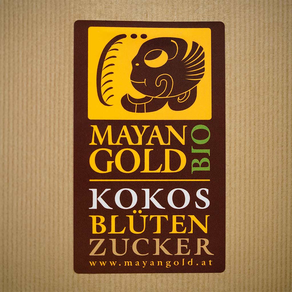 Mayan Gold Kokosblütenzucker Etikett