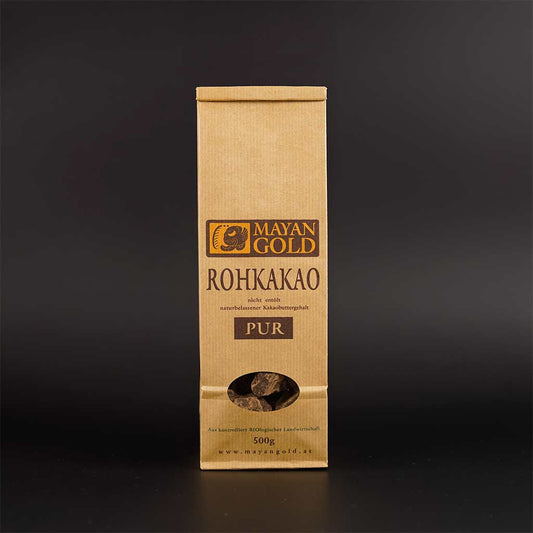 Mayan Gold Rohkakaomasse Blockbodenbeutel 500g